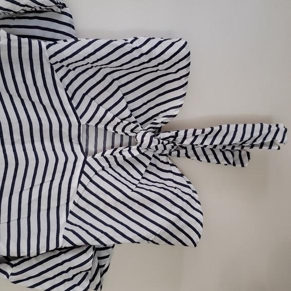 Express striped bell sleeve tie back top, nautical, coastal women's size medium - Picture 5 of 6
